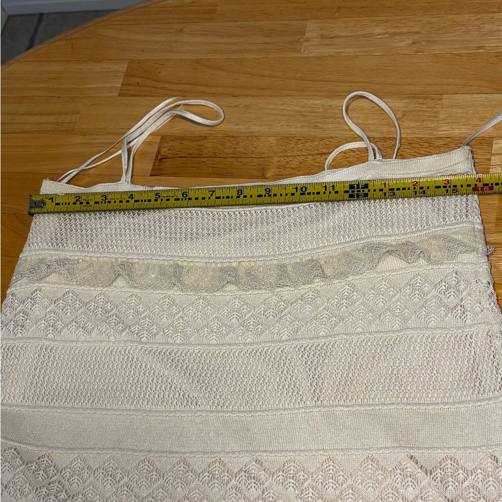Zara cream white Crochet  Lace Knit Maxi Midi Dress Small Coastal Boho Chic - Picture 3 of 13